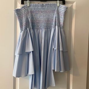 Off the shoulder sear sucker dress